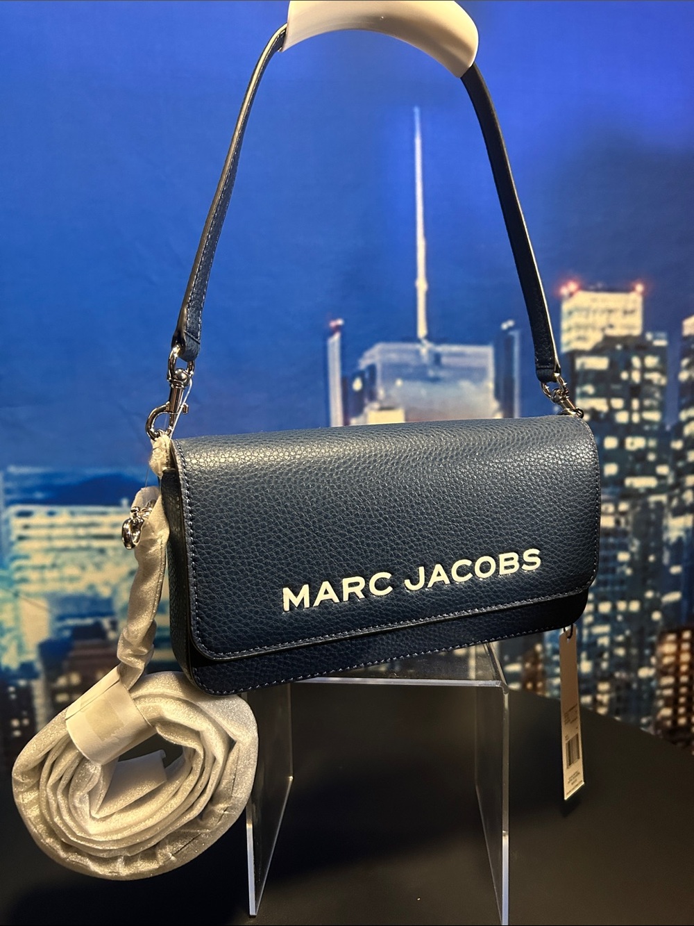 Marc Jacobs Navy and Black Pebbled Leather Crossbody
